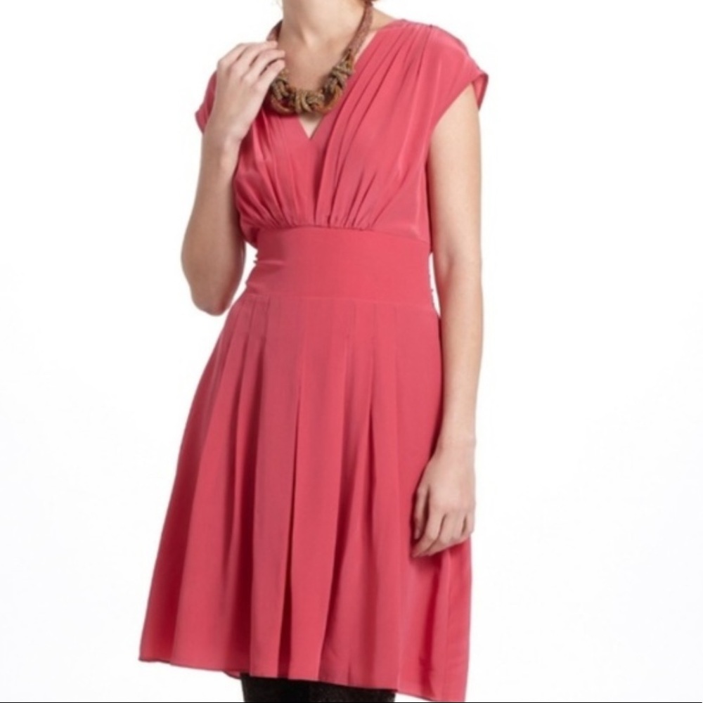 Lil For Anthropologie Tie-Back Pink Silk Dress